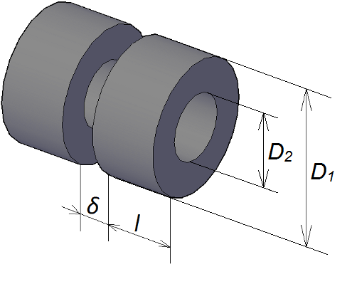 Two coaxial permanent ring-shaped magnets model