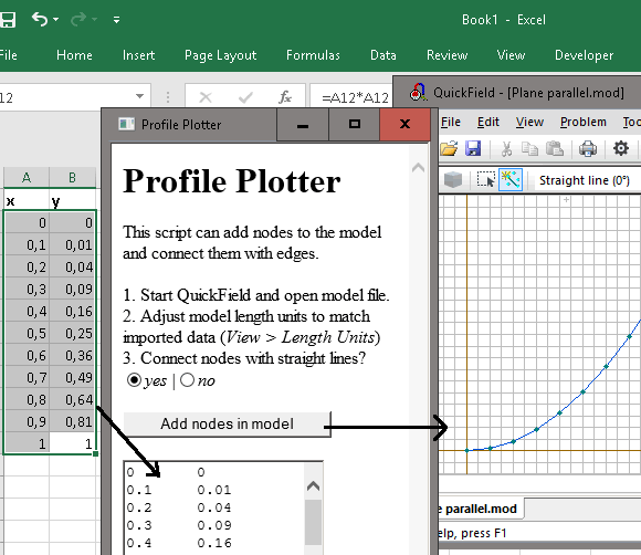 Profile plotter add nodes to the model