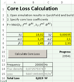 Custom integral for core loss calculation