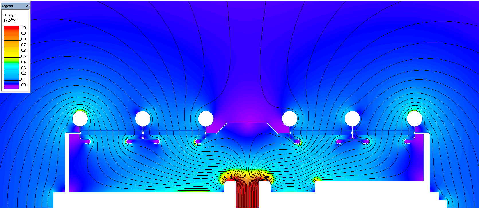 Electric field strength distribution in the vacuum interrupter