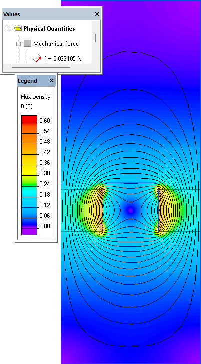 Magnetic flux density distribution in magnetostatic_speaker