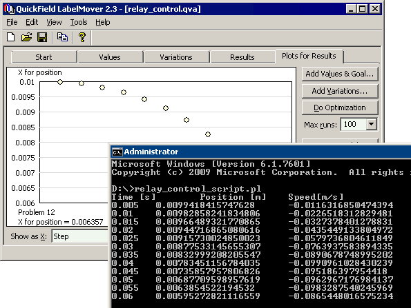 Relay dynamics simulation using Perl and Parametric Object Interface