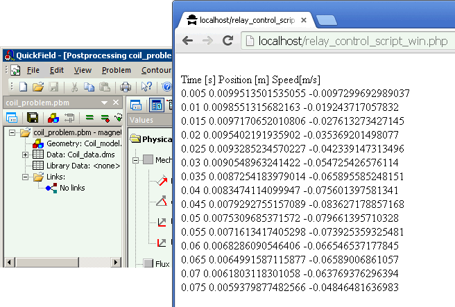 Relay dynamics simulation using PHP and QuickField Object Model