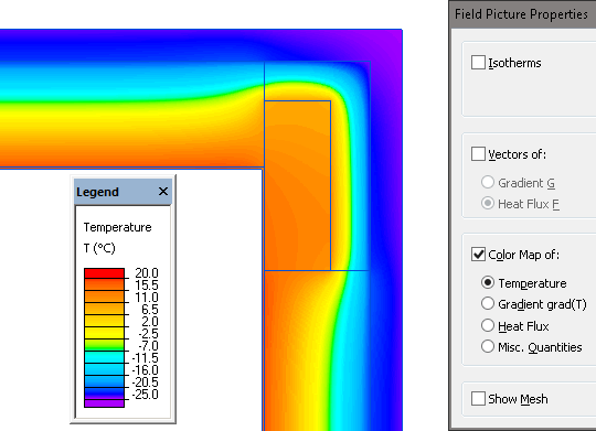 Color mapping of the temperature field with QuickField